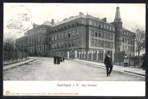 AK Auerbach i. V., Kgl. Seminar mit Strasse