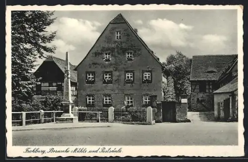 AK Frohburg, Bornsche Mühle und Postsäule