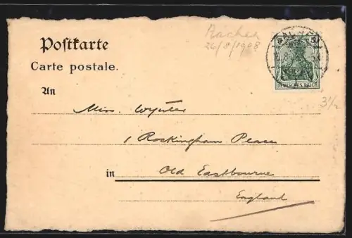 Künstler-AK Aachen, Elisenbrunnen mit Wappen