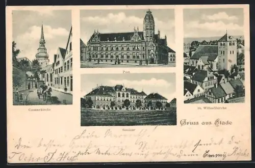AK Stade, St. Wilhadikirche, Post, Seminar, Cosmaekirche