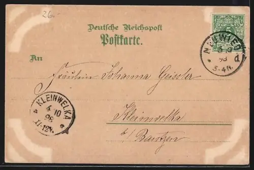 Lithographie Neuwied, Fürstliches Schloss, Landgerichtsplatz, Kriegerdenkmal