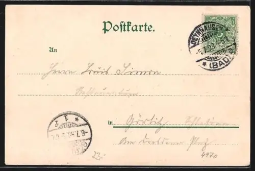 Lithographie Bad Oeynhausen, Thermalbad, Soolbad, Hermanns-Denkmal, Kaiserdenkmal, Leute in Tracht