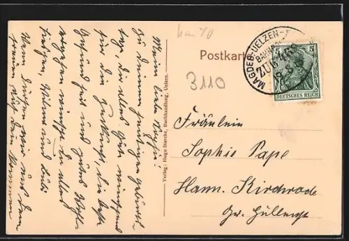 AK Uelzen, Bahnhofstrasse u. Kirche