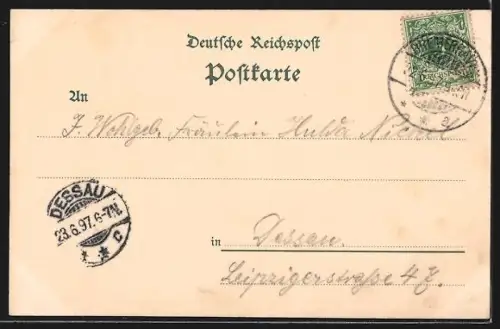 Lithographie Bremerhaven, Ortspartie, Kaiserhafen, Bürgermeister-Smidt-Denkmal und Leuchtturm Roter Sand