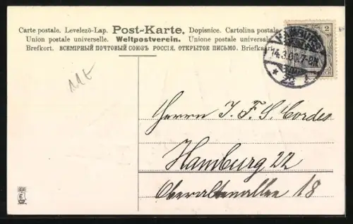 Präge-AK Segelboot mit Veilchen, Geburtstagsgruss