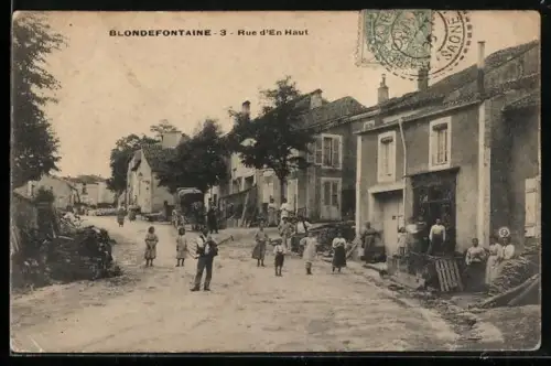 AK Blondefontaine, Rue d`En Haut animée avec habitants et enfants jouant