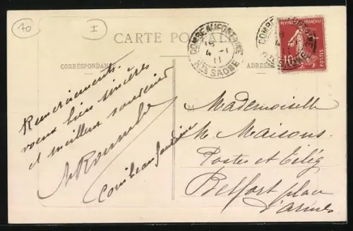 AK Combeaufontaine, La Poste