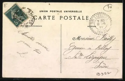 AK Magny-Vernois, La Grande Rue avec habitants et église au fond