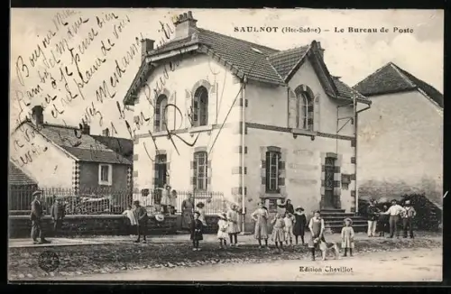 AK Saulnot /Hte-Saône, Le Bureau de Poste avec des habitants devant le bâtiment