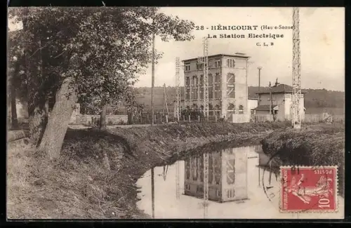 AK Héricourt /Haute-Saône, La Station Électrique
