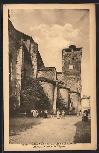 AK Saint-Sever-sur-Adour, Landes, Abside et Clocher de l`Église