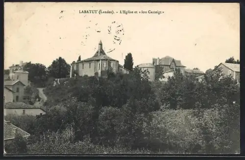 AK Labatut /Landes, L`Église et Iou Casteigt