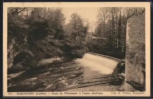 AK Roquefort /Landes, Chute de l`Estampon à l`usine électrique