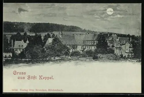 Mondschein-AK Keppel, Stift Keppel