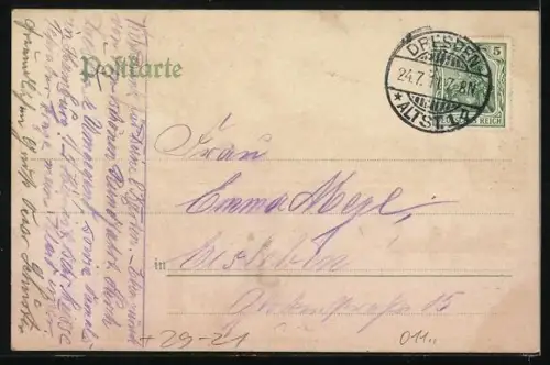 Seiden-Imitations-AK Dresden, Carola-Schlösschen