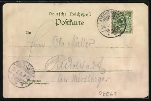 Lithographie Kyffhäuser, Kaiser-Wilhelm-Denkmal, Rothenburg