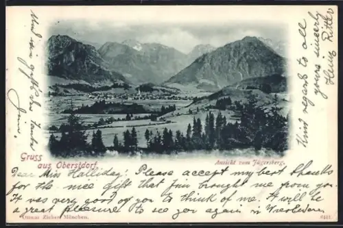 AK Oberstdorf, Ansicht vom Jägersberg