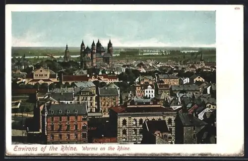 AK Worms a. Rhein, Blick auf die Stadt