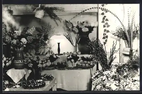 AK Sebnitz, Älteste Blumenschau in der Kunstblumenstadt, Fa. C. F. Sturm