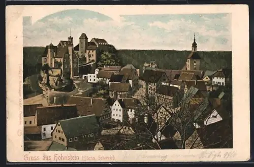 AK Hohnstein /Sächs. Schweiz, Teilansicht aus der Vogelschau