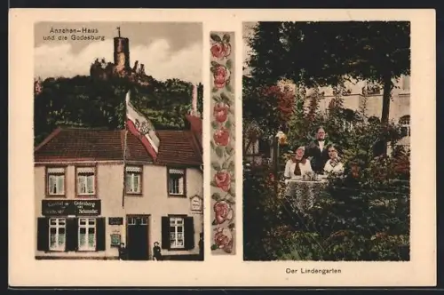 AK Godesberg, Gasthof zum Godesberg, Inh. Geschwister Schumacher, Ännchen-Haus, Lindengarten