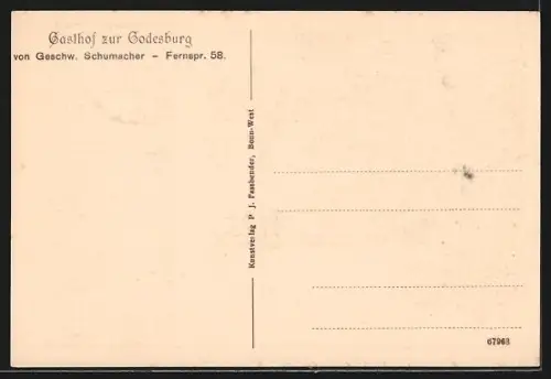 AK Bad Godesberg, Gasthof zur Godesburg, Inh. Geschw. Schumacher, Ännchen-Haus