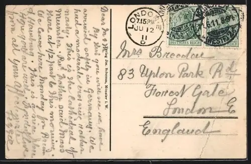 AK Münster i. W., Passanten vor dem Dom