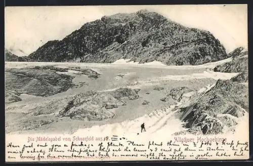 AK Allgäuer Hochgebirge, Die Mädelegabel vom Schneeberg aus, Gletscher