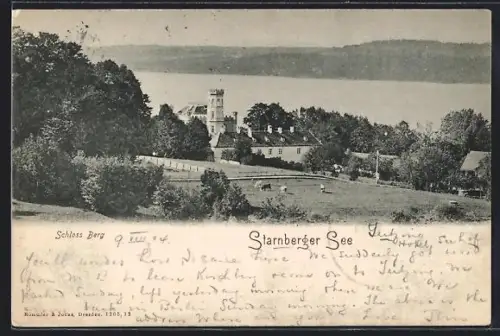 AK Berg / Starnberger See, Blick auf Schloss Berg