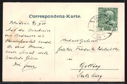 AK Bludenz, Totalansicht des Ortes von Ruine Rosenegg gesehen