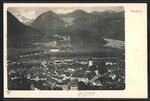 AK Bludenz, Totalansicht mit Kirche