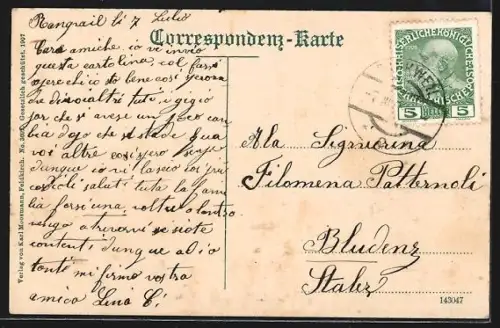 AK Rankweil, Teilansicht des Ortes aus dem Wald heraus mit Kirche