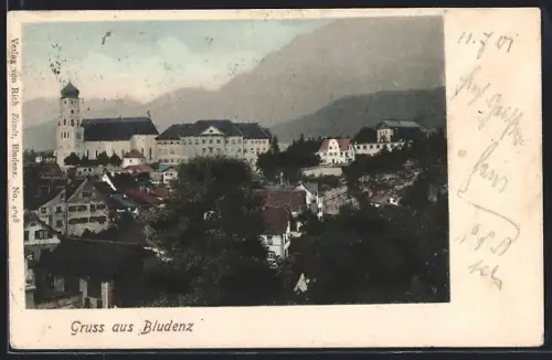 AK Bludenz, Ortspartie mit Kirche