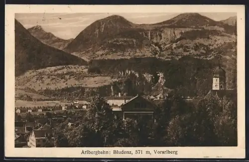 AK Bludenz /Vorarlberg, Teilansicht mit Kirchturm