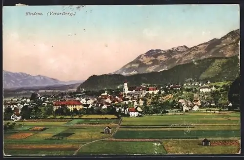 AK Bludenz, Teilansicht mit Kirche