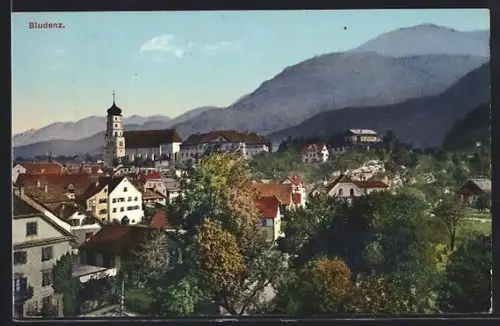 AK Bludenz, Teilansicht aus der Vogelschau mit Kirche