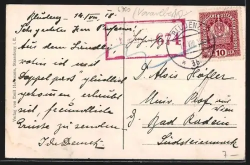 AK Bludenz, Teilansicht aus der Vogelschau mit Kirche