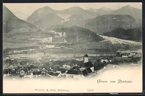 AK Bludenz, Teilansicht aus der Vogelschau
