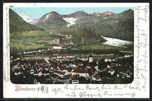 AK Bludenz, Teilansicht des Ortes mit Kirche