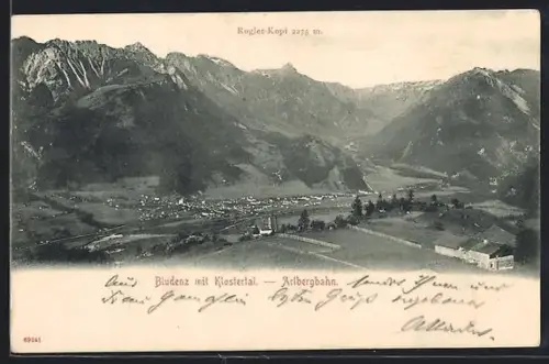 AK Bludenz /Arlbergbahn, Ortsansicht mit Klostertal