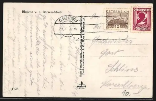 AK Bludenz, Blick v. d. Bürsenschlucht