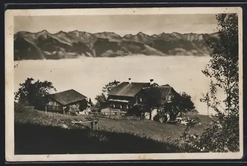 AK Tschengla, Alpenhof mit Nebelmeer im Grossen Walsertal