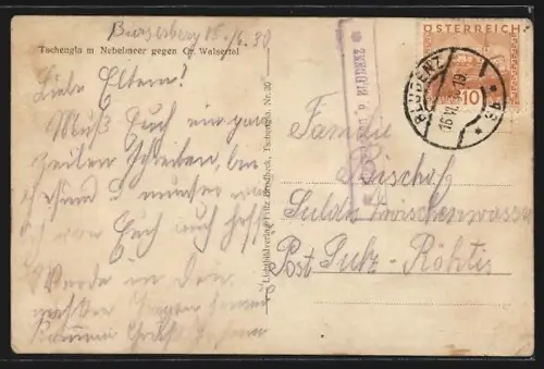 AK Tschengla, Alpenhof mit Nebelmeer im Grossen Walsertal