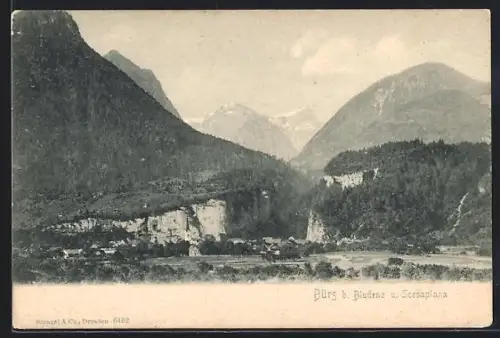 AK Bürs b. Bludenz, Teilansicht des Ortes mit Scesaplana