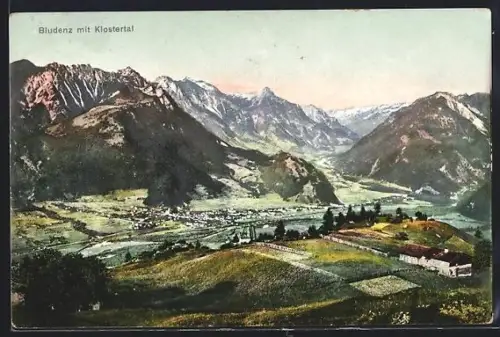 AK Bludenz, Totalansicht mit Klostertal