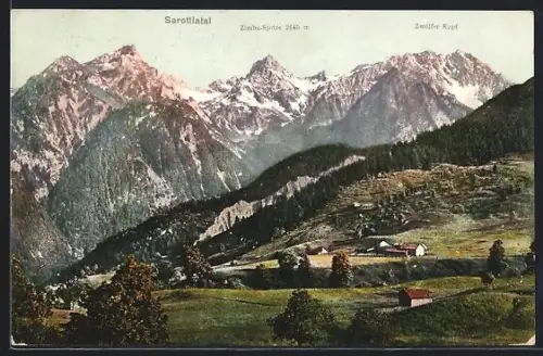 AK Sarottlatal, Panorama des Tals mit Zimba-Spitze und Zwölfer-Kopf