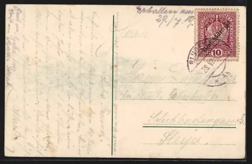 AK Tschengla /Vorarlberg, Gasthof von Leander Neier mit Mondspitze im Hintergrund