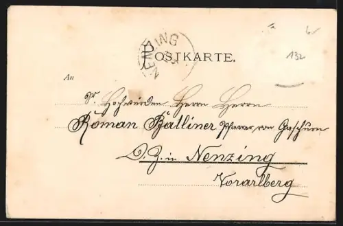 AK Bludenz, Kapuzinerkloster mit Gebirgspanorama