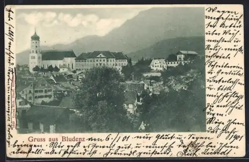 AK Bludenz, Teilansicht mit Kirche