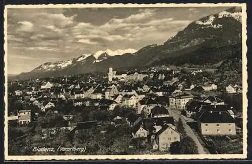 AK Bludenz, Gesamtansicht mit Alpenpanorama